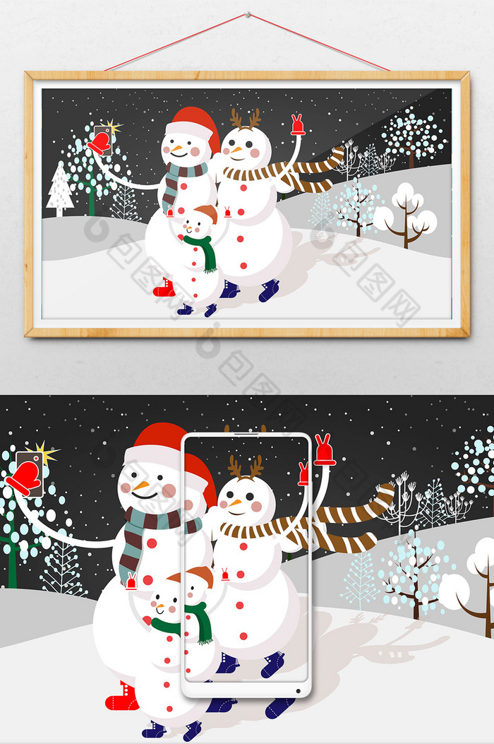 雪人圣诞节插画图片图片