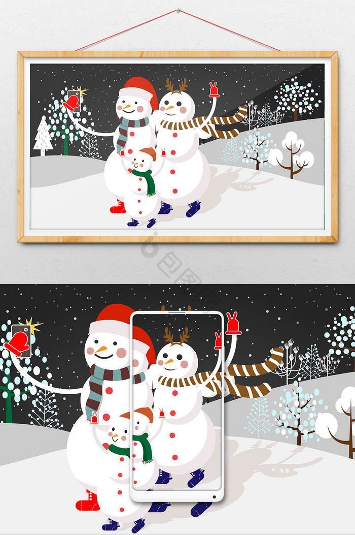 雪人圣诞节插画图片