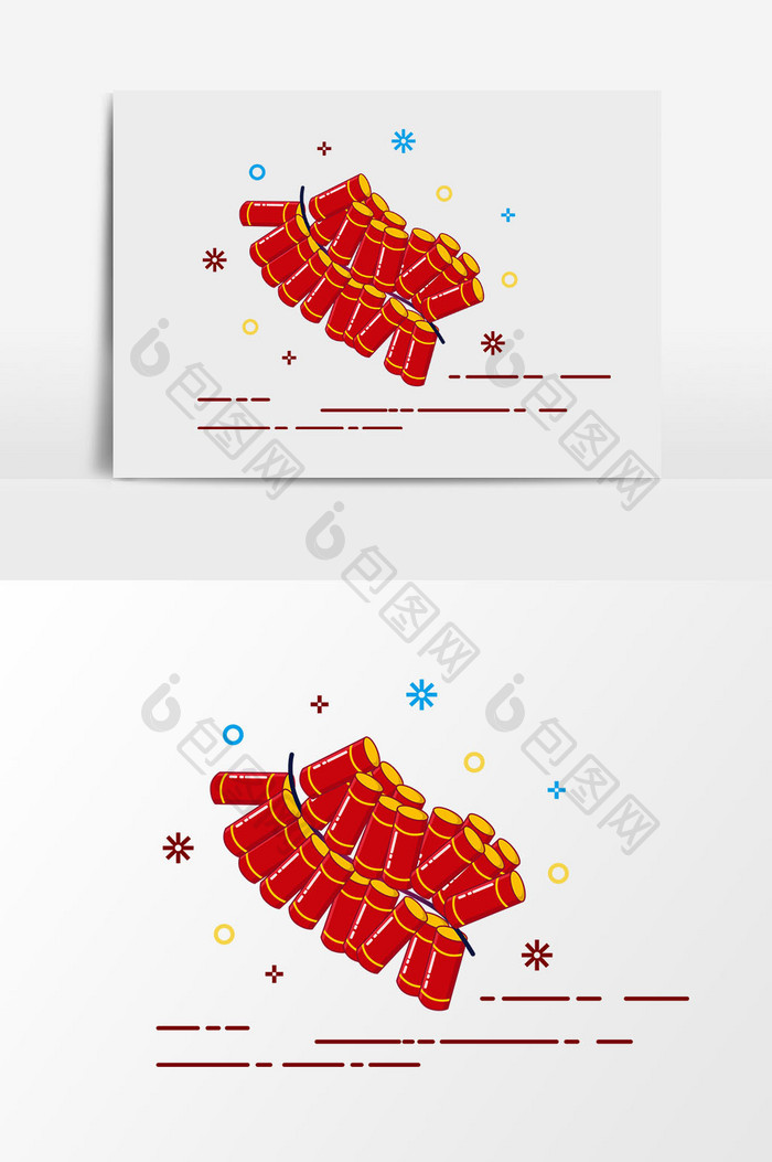 卡通鞭炮点燃元素