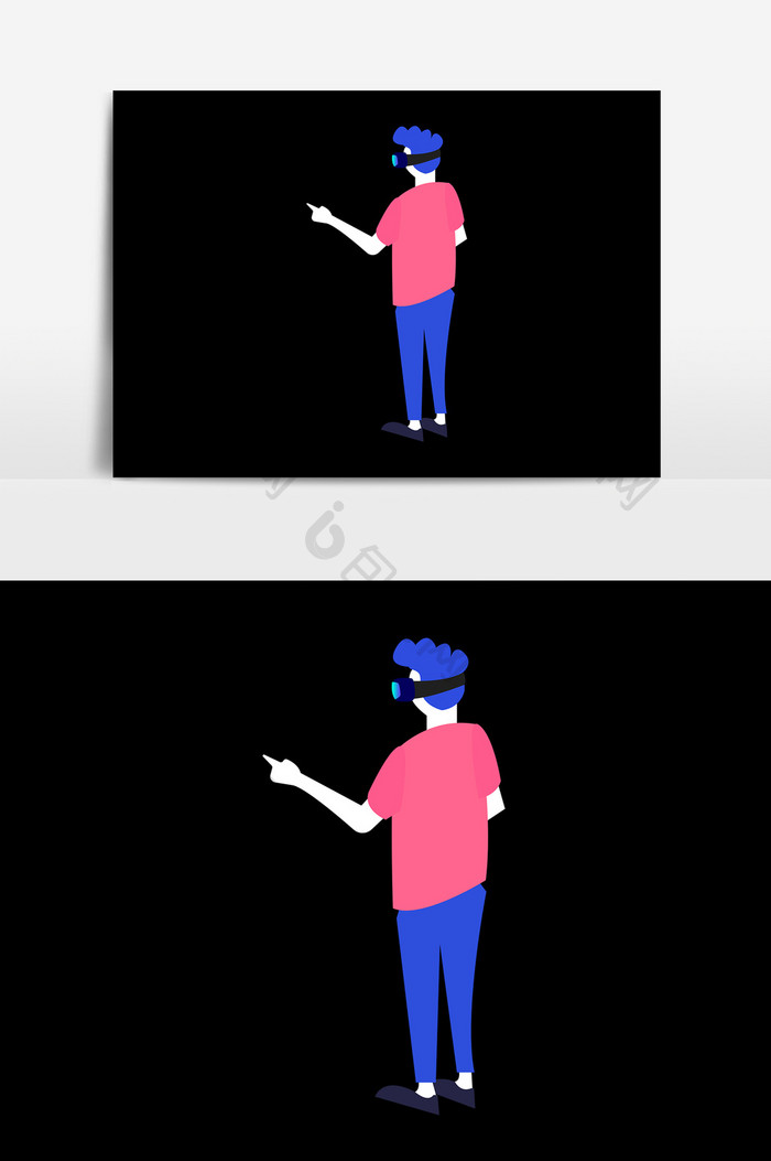 用VR眼镜的男士PSD素材