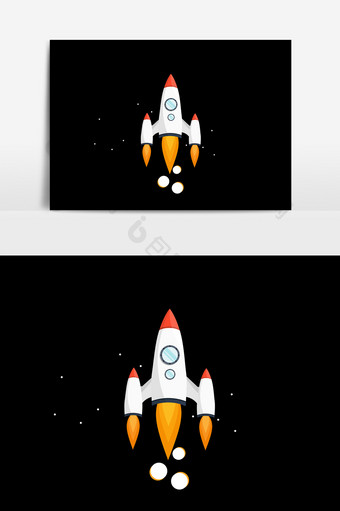 卡通升空的小火箭PSD素材图片