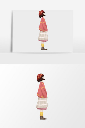 侧面女孩插画图片