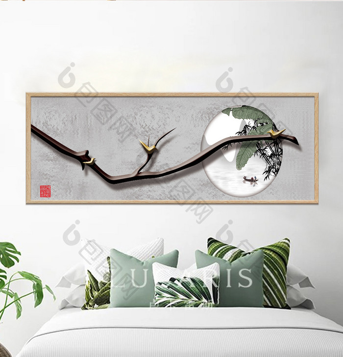 文艺立体中国风植物风景客厅酒店装饰画