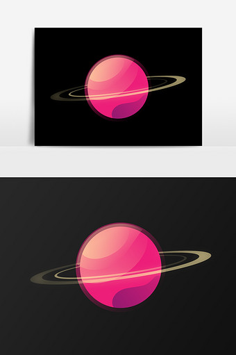手绘粉色星球插画元素图片