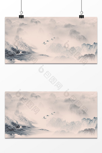 水墨山峰设计背景图片