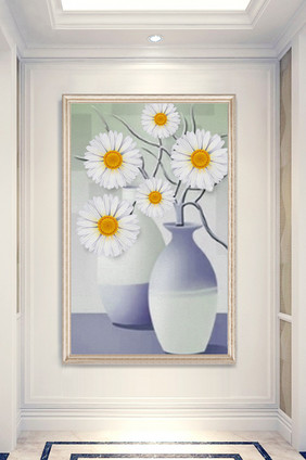 现代手绘油画花卉向日葵花卉玄关装饰画