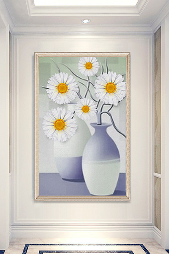 现代手绘油画花卉向日葵花卉玄关装饰画图片