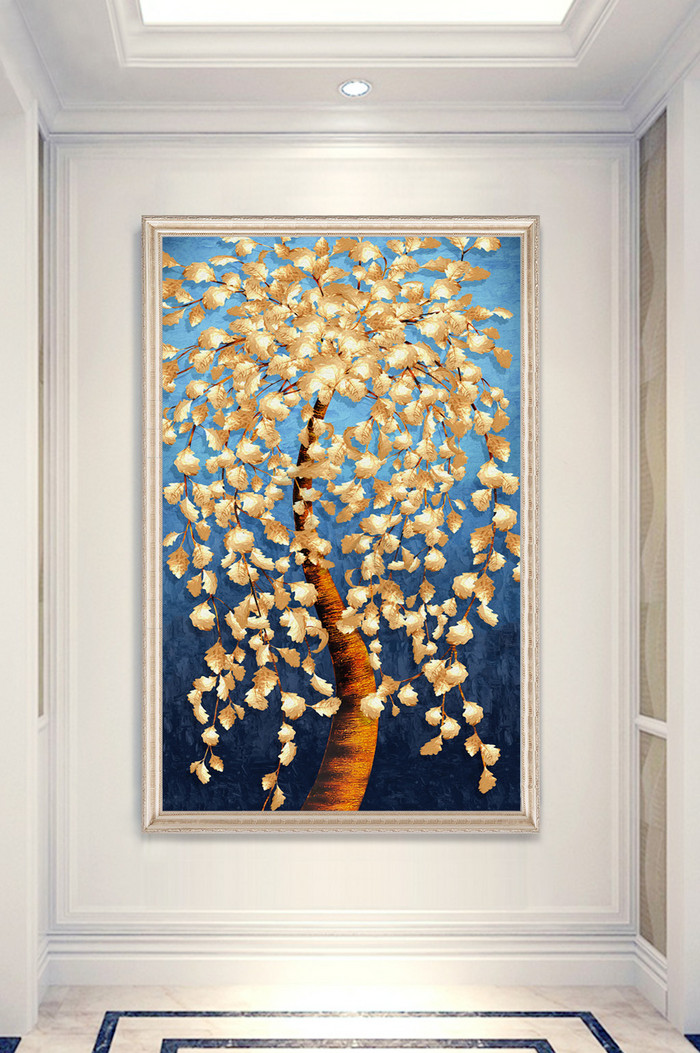 现代欧式创意精品发财树黄金树玄关装饰画图片