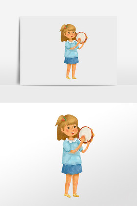 幼儿园打铃鼓的小女孩