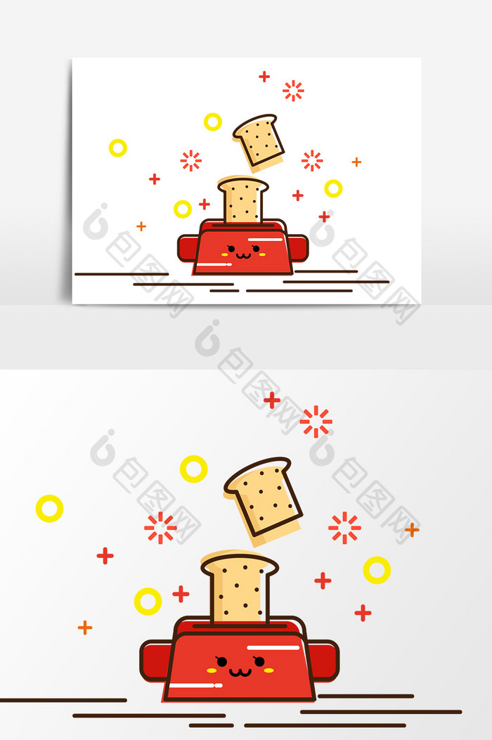 卡通面包机设计元素