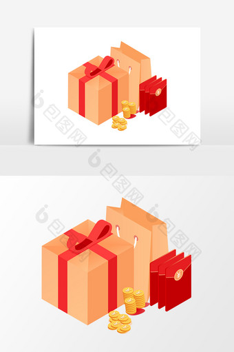 红包礼盒设计元素图片