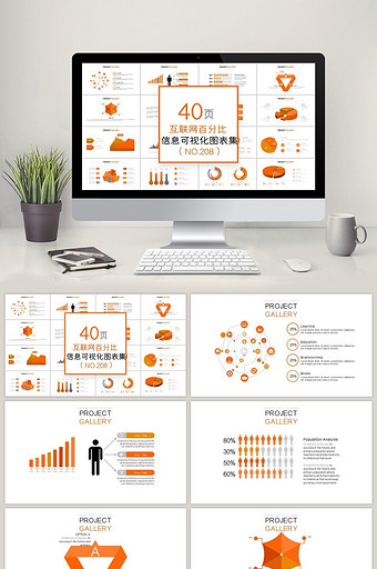 40页互联网百分比信息可视化PPT图表图片