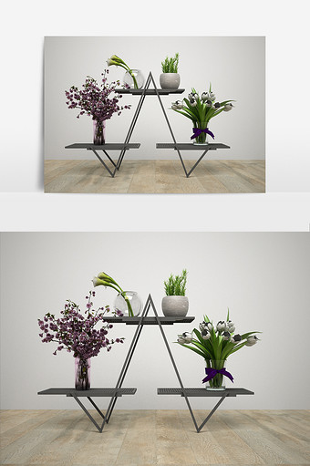 花架水栽植物组合模型图片