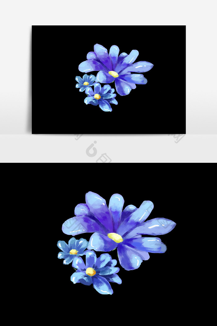 蓝色花朵鲜花元素