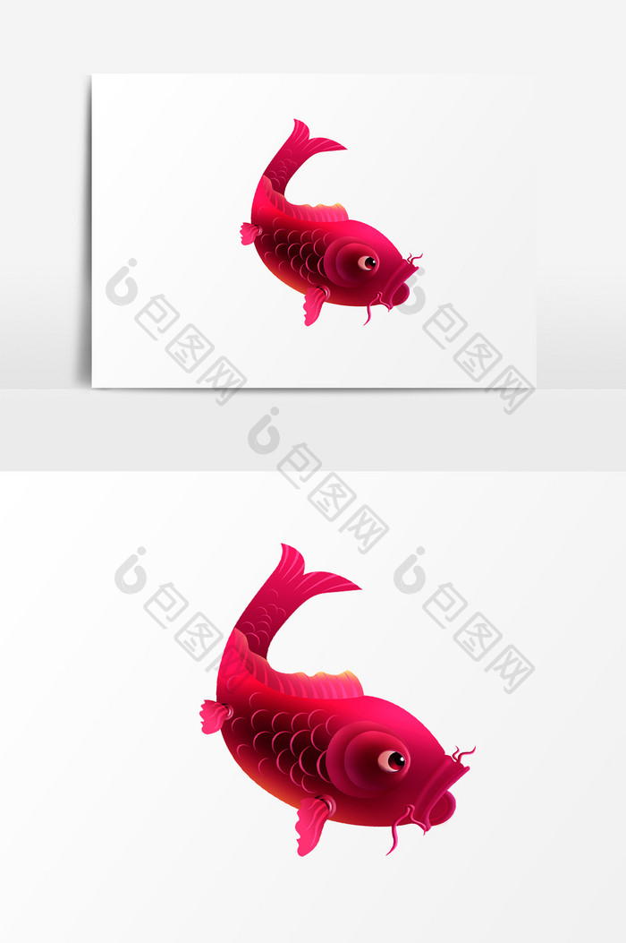 红色可爱的鲤鱼PSD素材