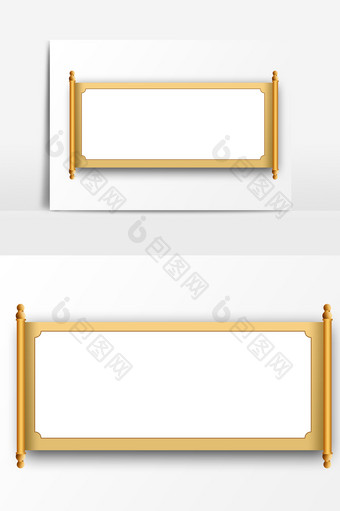 金色空白画卷PSD素材图片
