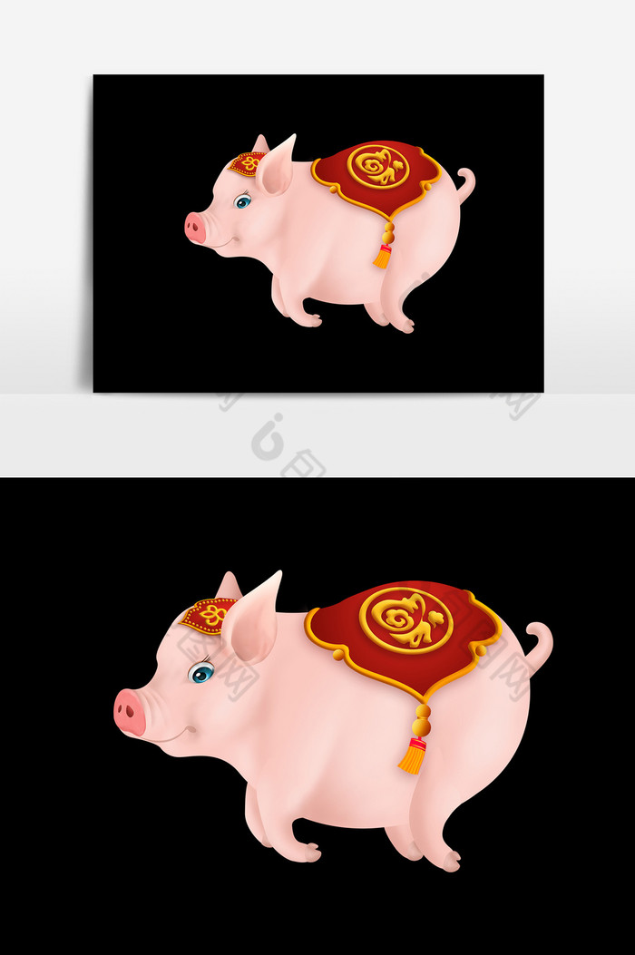 猪福身披福字的可爱小猪PSD素材图片