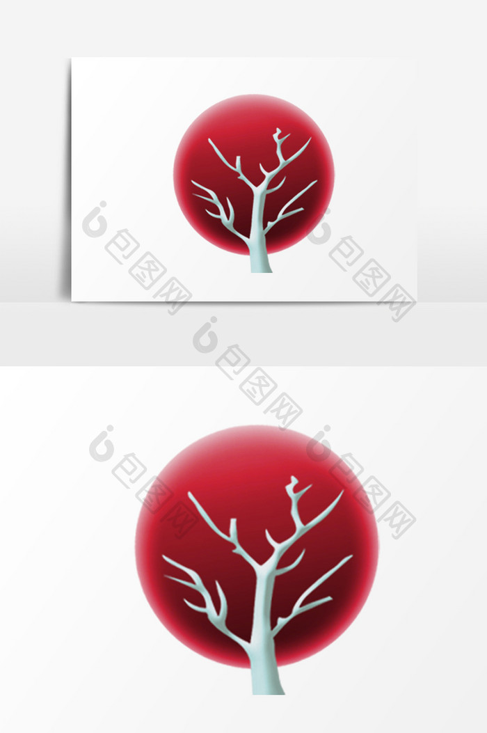 红色小树PSD素材