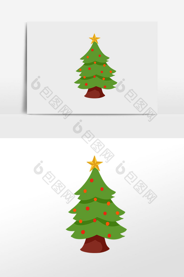 手绘圣诞节星星圣诞树插画元素