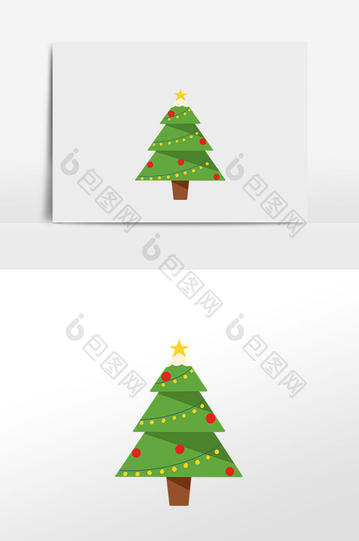 手绘圣诞节圣诞大树插画元素