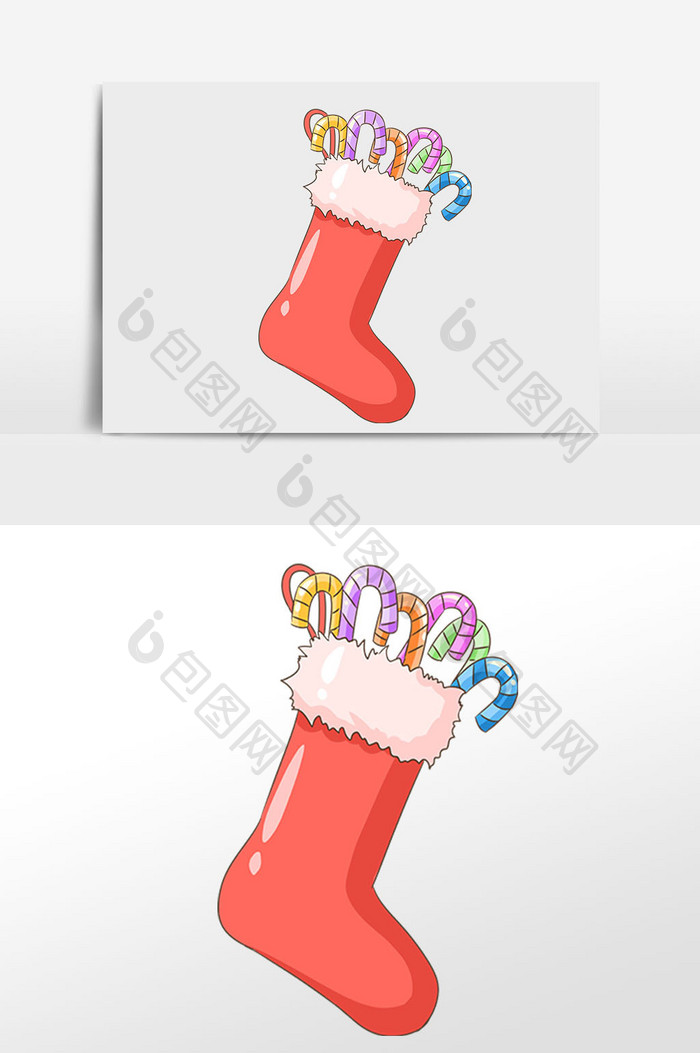 手绘圣诞节糖果袜子插画元素