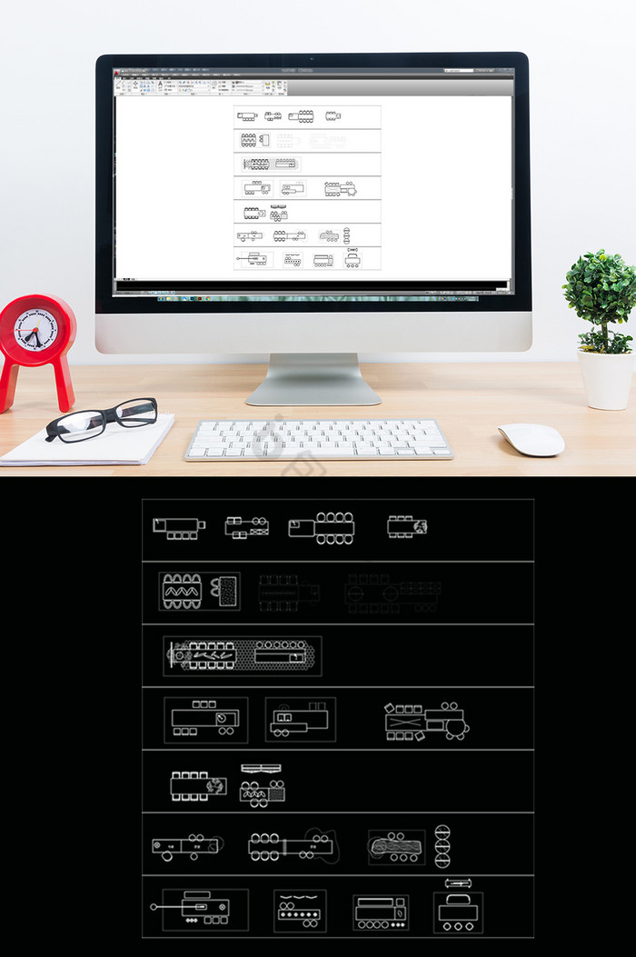 西餐桌CAD模型图片