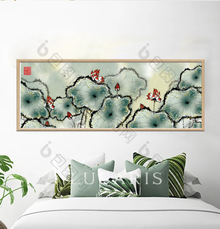 文艺水墨植物风景书房酒店客厅装饰画-文艺水墨植物风景书房酒店客厅装饰画效果图-【包图网】