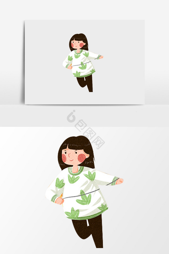 跑步女孩插画图片