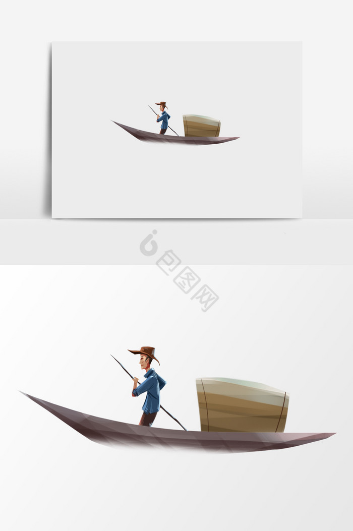划船的人插画图片