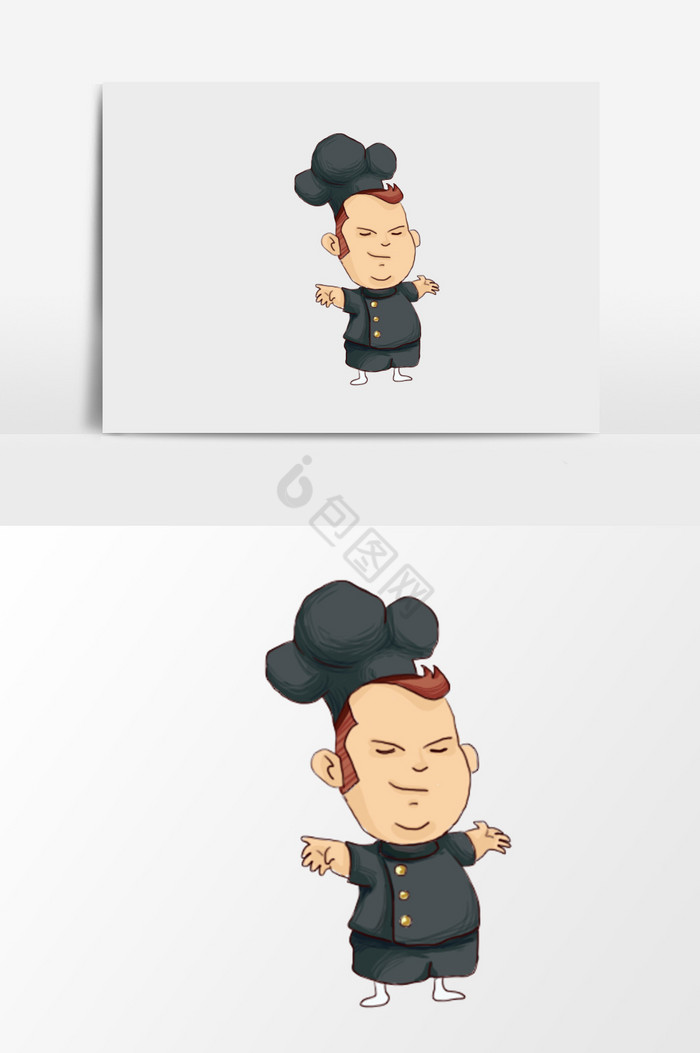 胖子厨师插画图片