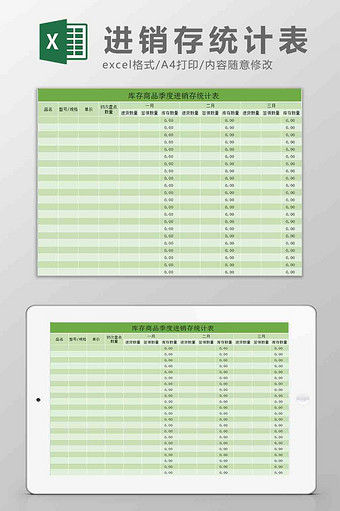 产品进销存统计表Excel模板图片