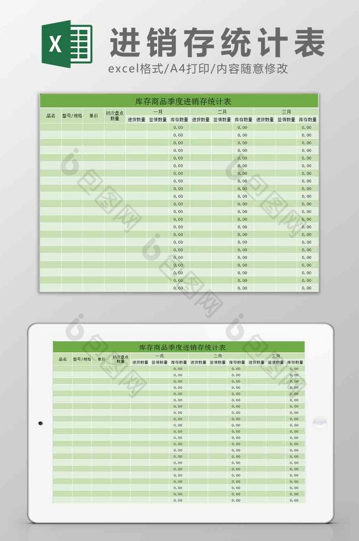 产品进销存统计表Excel模板