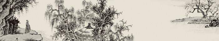 中式传统线描远山风景画日出飞鸟电视背景墙
