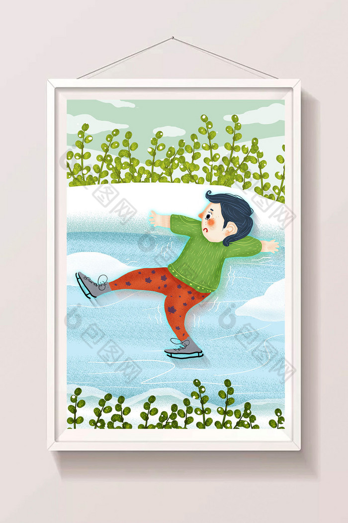 立冬节气滑冰小男孩插画图片图片