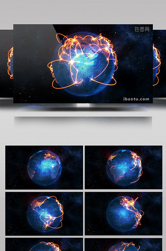 科技炫酷地球粒子线条展示背景图片