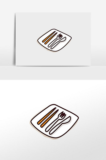 小清新手绘可爱餐具插画元素图片