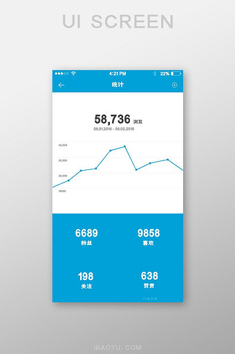 简约蓝色设计APP统计界面图片