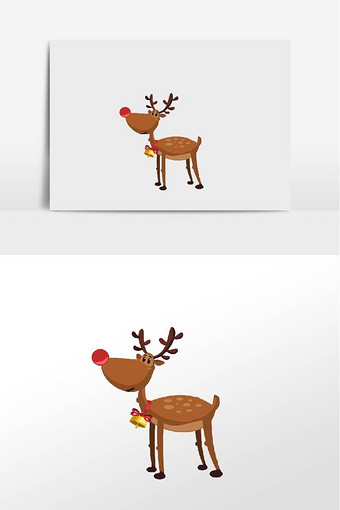 手绘卡通圣诞小驯鹿插画元素图片