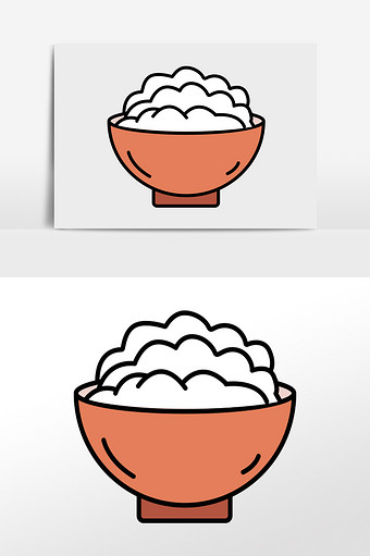 手绘矢量米饭饭碗插画元素图片