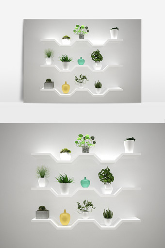盆栽植物组合模型效果图片