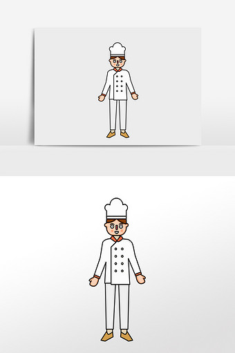 手绘卡通矢量厨师人物插画元素图片