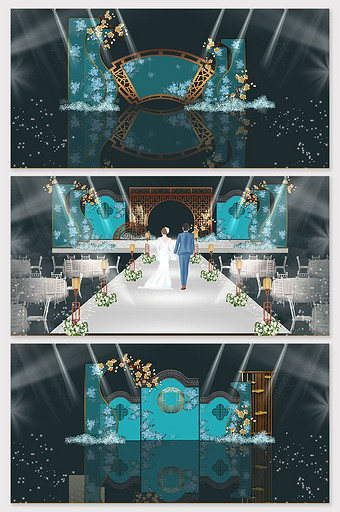 蒂凡尼蓝色古风系列婚礼效果图图片