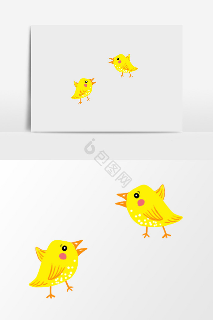 两只小黄鸟插画图片