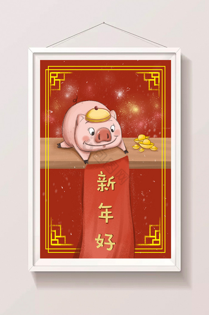 2019年新年猪插画图片