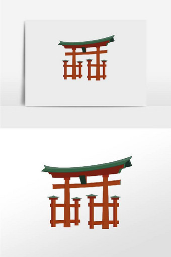 日本手绘建筑神社图片