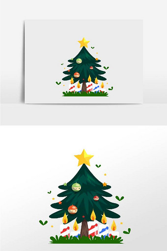卡通圣诞插画元素圣诞树图片