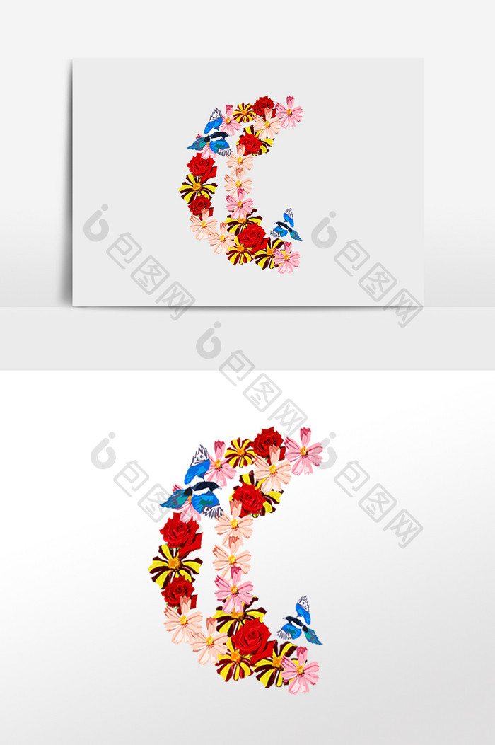 手绘装饰花卉花环插画元素