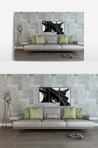 灰色真皮沙发客厅模型 灰色地毯图片