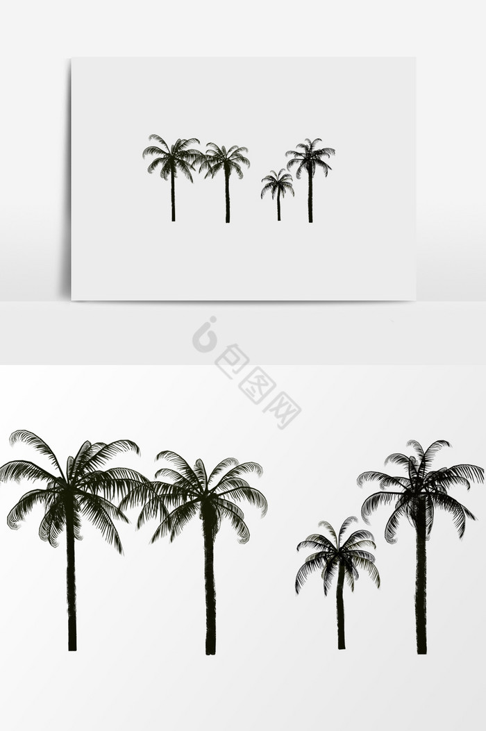 椰子树林插画图片