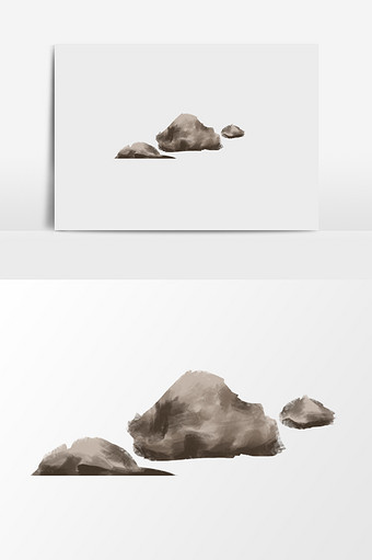 手绘写实石头插画元素图片